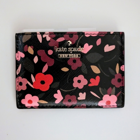 kate spade Handbags - NWT Kate Spade Cameron St Boho Floral  Print Black Card Case